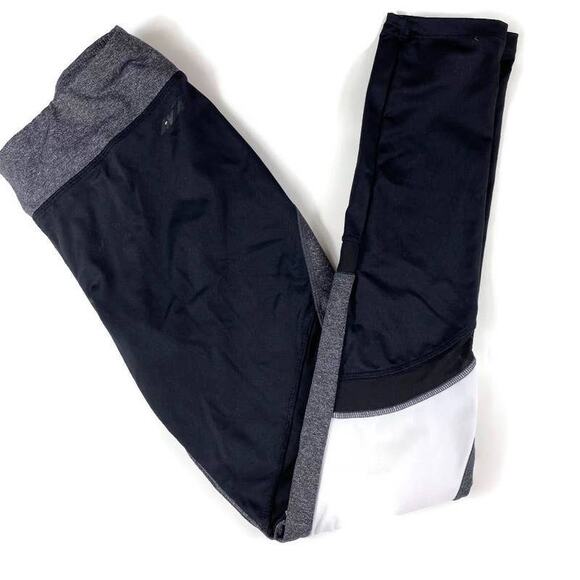 Avia Colorblock Mesh Leggings Active Full Length Black White Grey sz Small - Picture 11 of 11